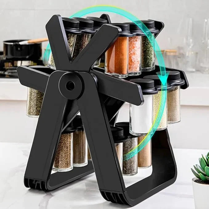 18 Jar Rotating Spice Rack Organizer With 360 Degree Access Storage