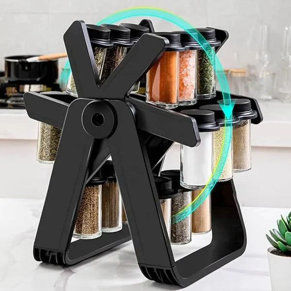 18 Jar Rotating Spice Rack Organizer With 360 Degree Access Storage