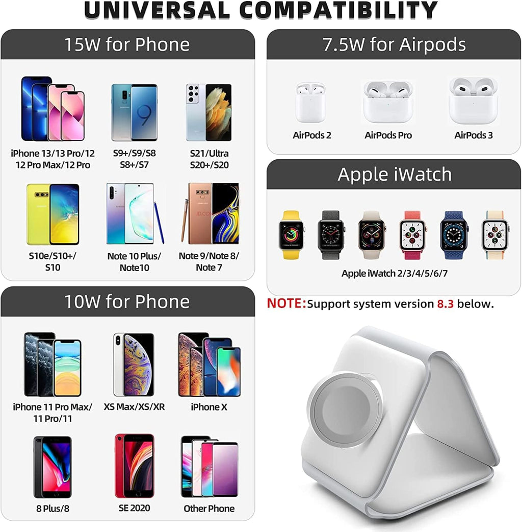 3 In 1 Wireless Charging Station For Phone Watch And Earbuds Fast Charge