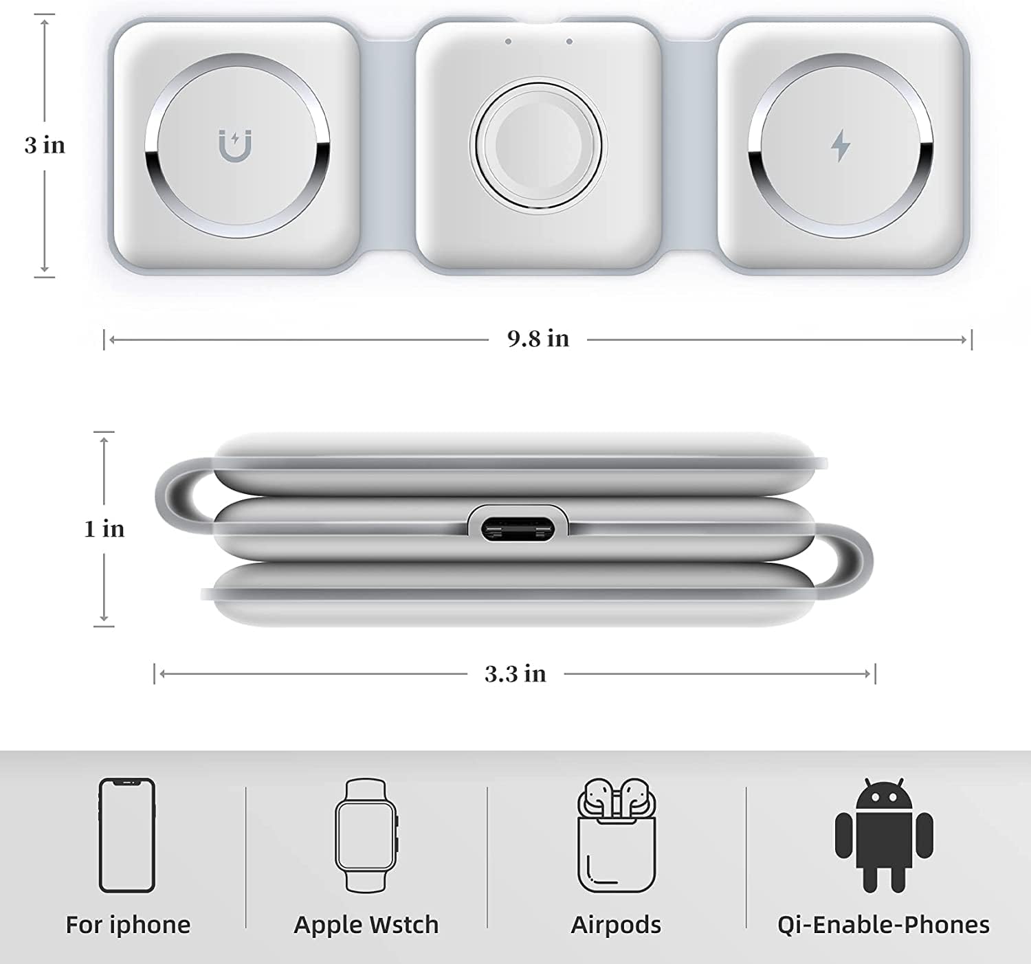3 In 1 Wireless Charging Station For Phone Watch And Earbuds Fast Charge