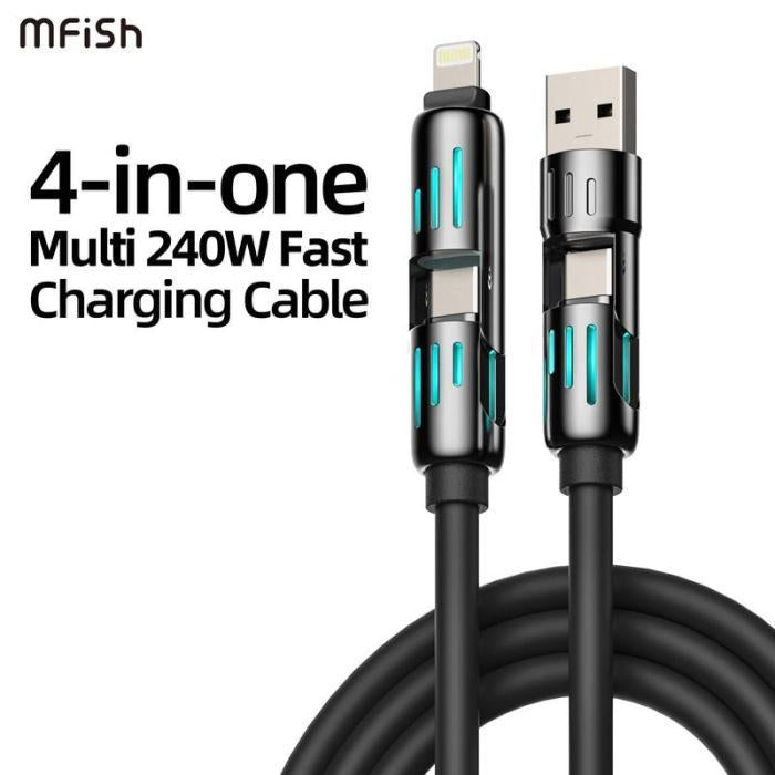 4 In 1 Multi USB Charging Cable For Fast Multi Device Power Support