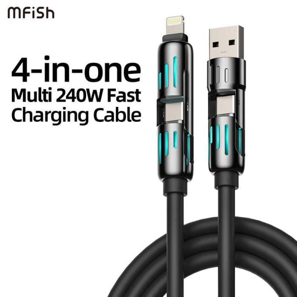 4 In 1 Multi USB Charging Cable For Fast Multi Device Power Support