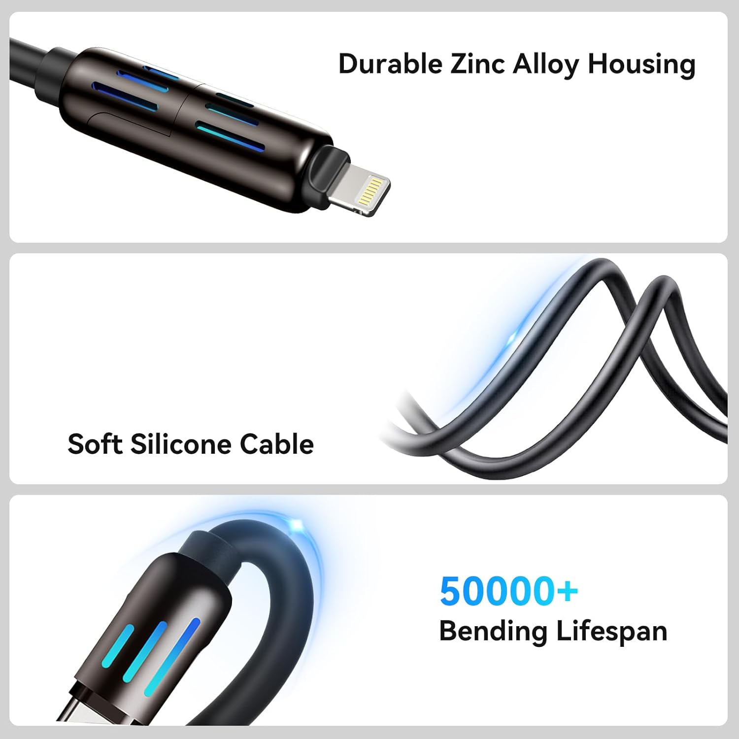 4 In 1 Multi USB Charging Cable For Fast Multi Device Power Support
