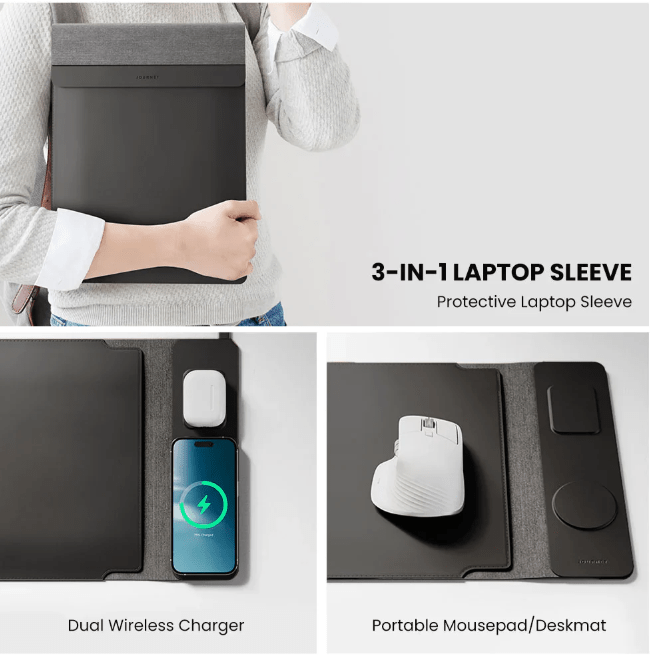 4 In 1 Wireless Charging Laptop Sleeve With Portable Office Design