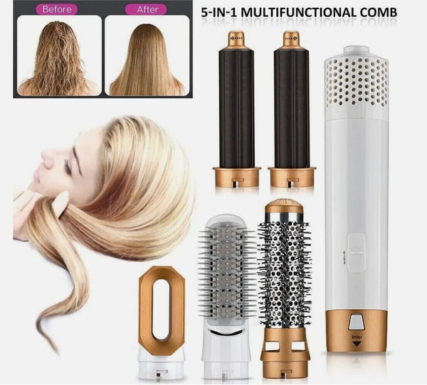 5 In 1 Hot Air Hair Brush Styler For Straightening Curling And Volume