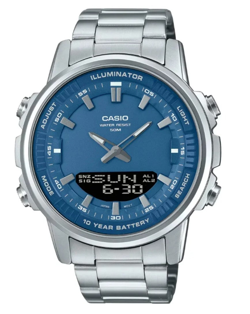Turquoise Dial Men Watch Analog Digital Display Water Resistant