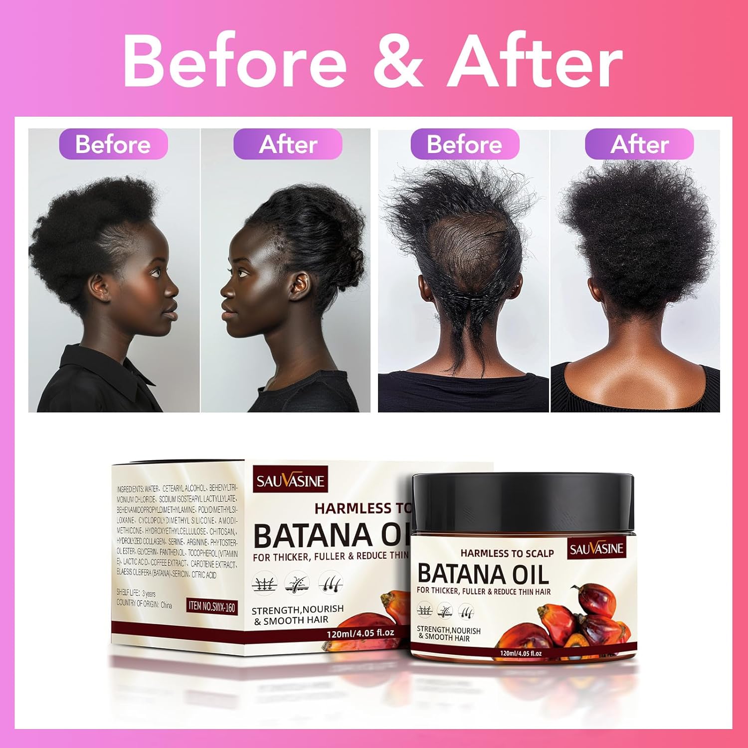 SAUVASINE Pure Batana Hair Oil For Thicker Fuller Hair Growth & Repair