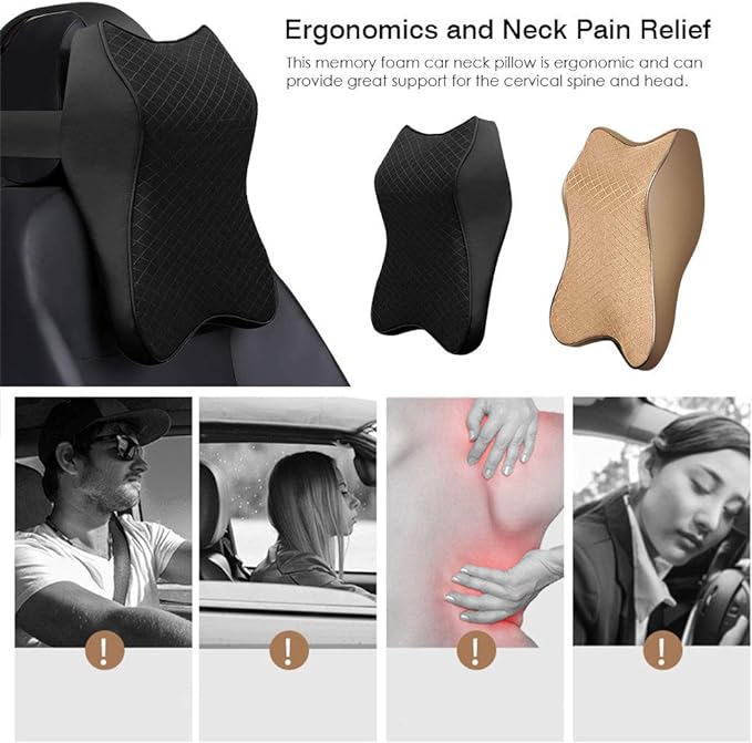 Ergonomic Memory Foam Car Seat Neck Pillow For Driving Comfort
