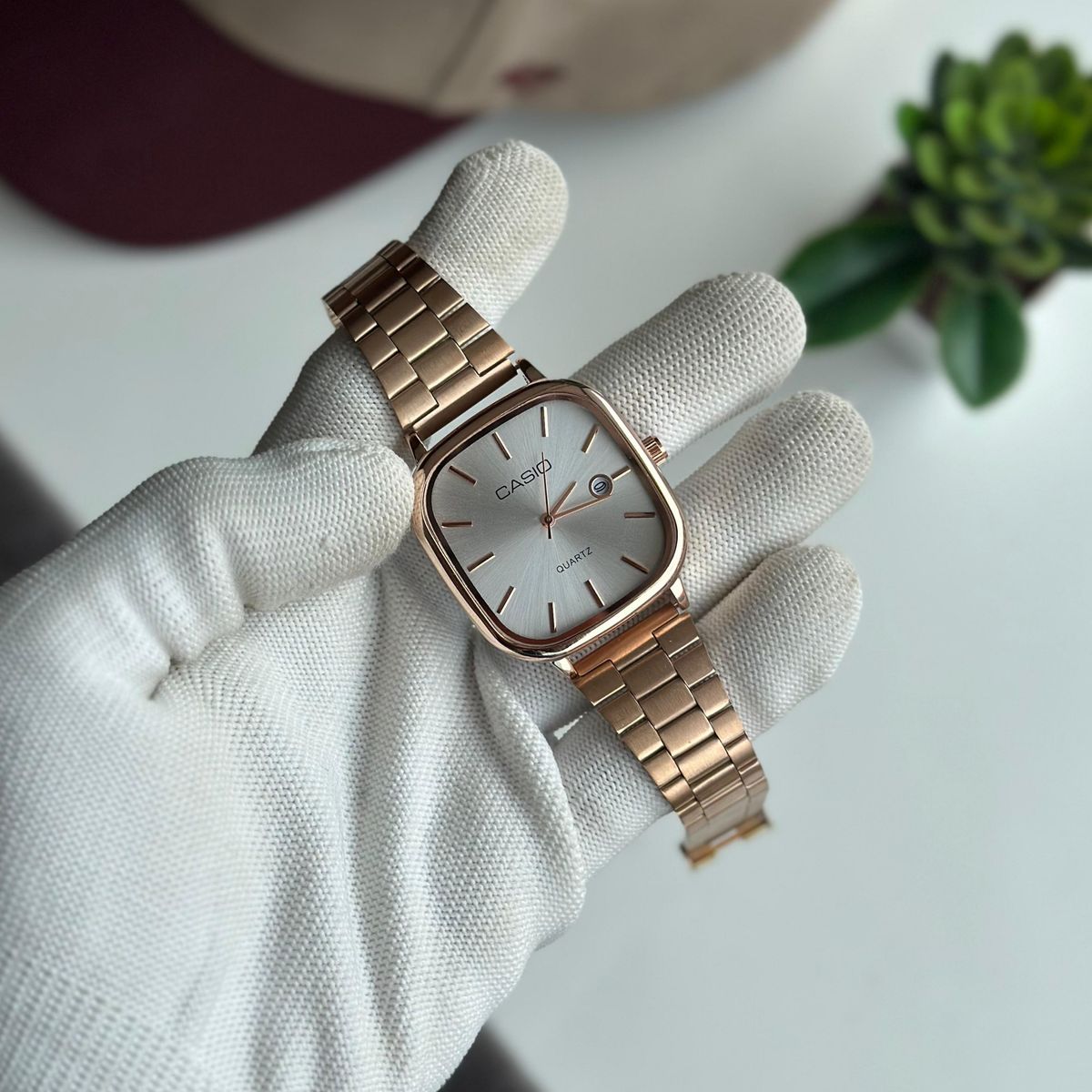 Men Square Dial Watch Slim Steel Design Quartz Movement Casual