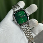 Men Square Dial Watch Slim Steel Design Quartz Movement Casual