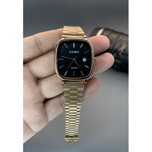 Men Square Dial Watch Slim Steel Design Quartz Movement Casual