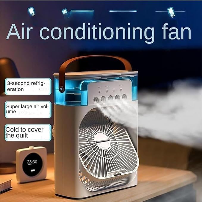 Mini Frost Fan Portable Cooling With Ice Water Misting Oscillating