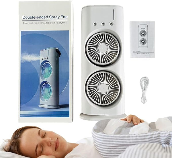 Portable Double Ended Spray Fan With Cooling Mist & LED Lights