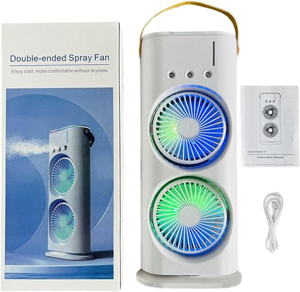 Portable Double Ended Spray Fan With Cooling Mist & LED Lights