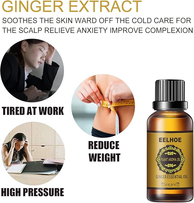 EELHOE Pure Ginger Essential Oil For Body Massage & Muscle Tension Relief