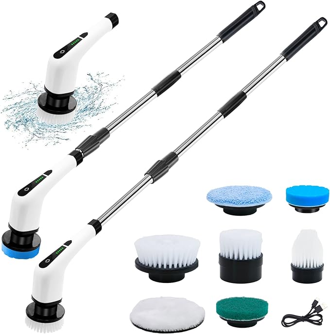 Electric Cleaning Brush with Multi-Head Power Scrubber for Home