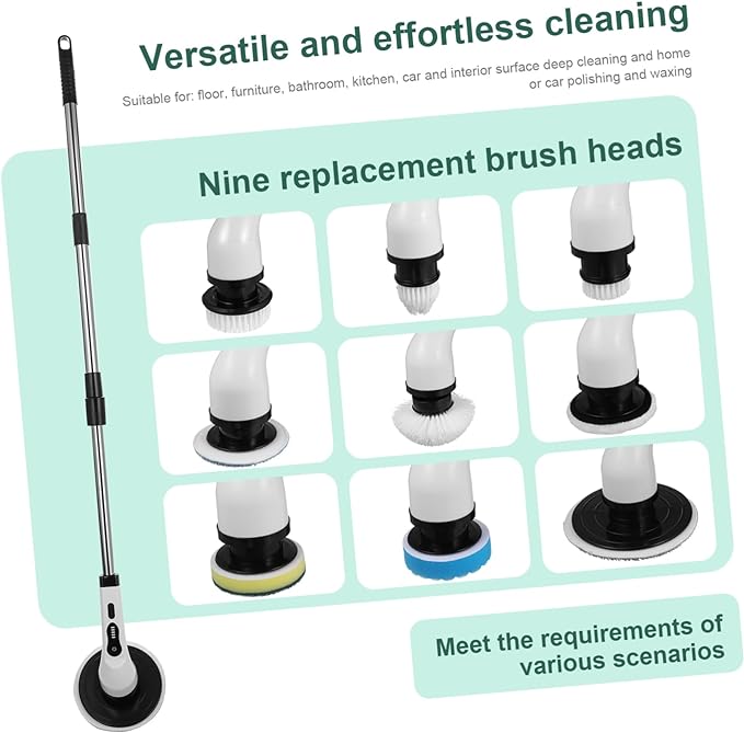 Electric Cleaning Brush with Multi-Head Power Scrubber for Home