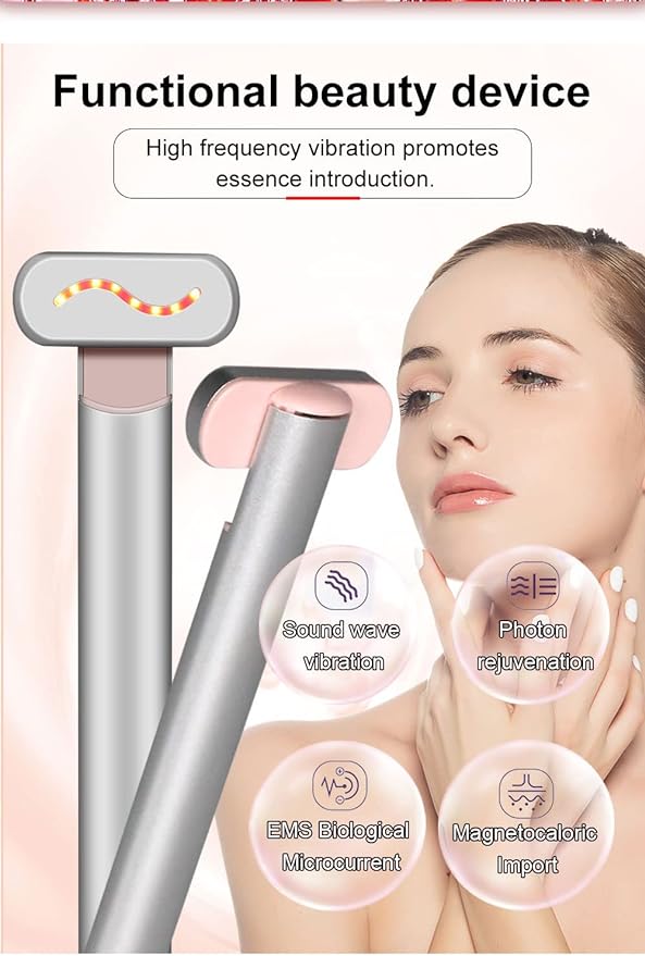 Portable Skincare Wand With Red & Blue Light Microcurrent Therapy