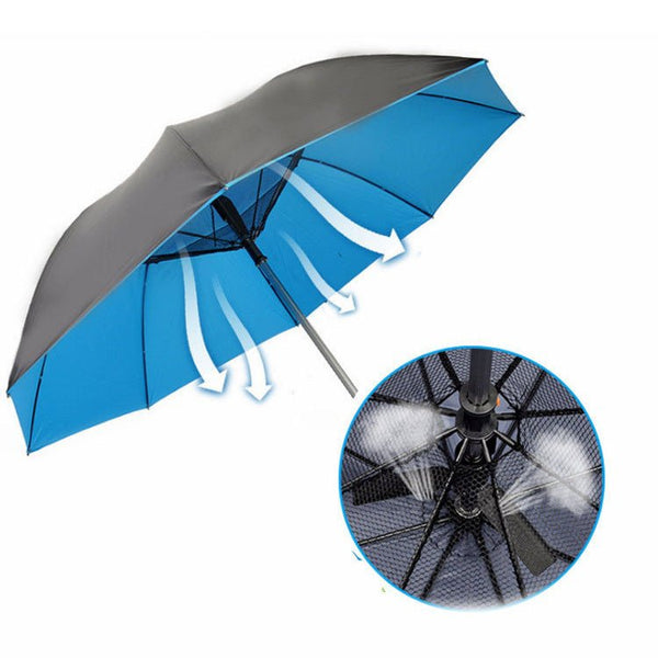 Fan Umbrella with USB Rechargeable Cooling Fan & UV Protection