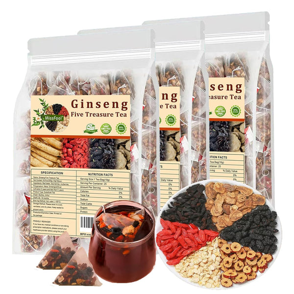 Ginseng Five Treasure Tea Organic Kidney & Vitality Herbal Blend
