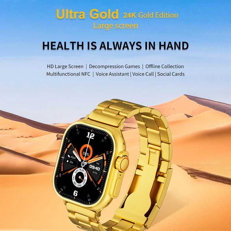 Luxury Gold Smart Watch Apple Watch Style Metal Strap HD Touch