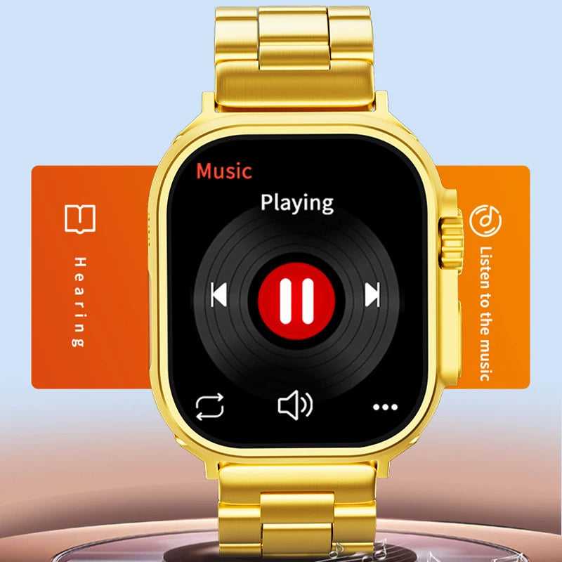 Luxury Gold Smart Watch Apple Watch Style Metal Strap HD Touch