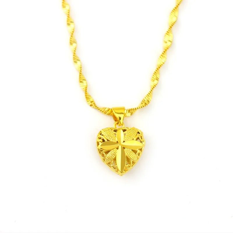 Heart Shaped Memorial Necklace Brass Plated Gold Keepsake Jewelry