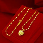 Heart Shaped Memorial Necklace Brass Plated Gold Keepsake Jewelry