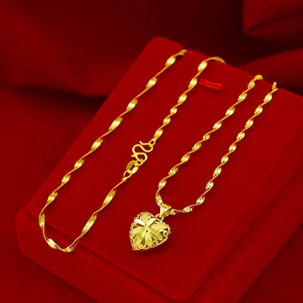 Heart Shaped Memorial Necklace Brass Plated Gold Keepsake Jewelry