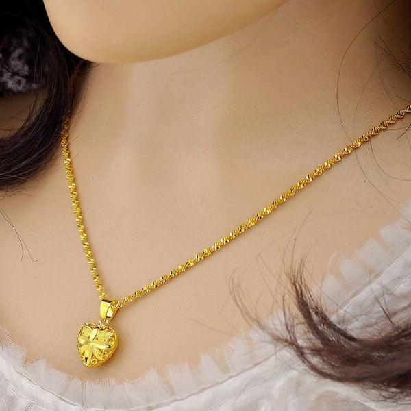 Heart Shaped Memorial Necklace Brass Plated Gold Keepsake Jewelry