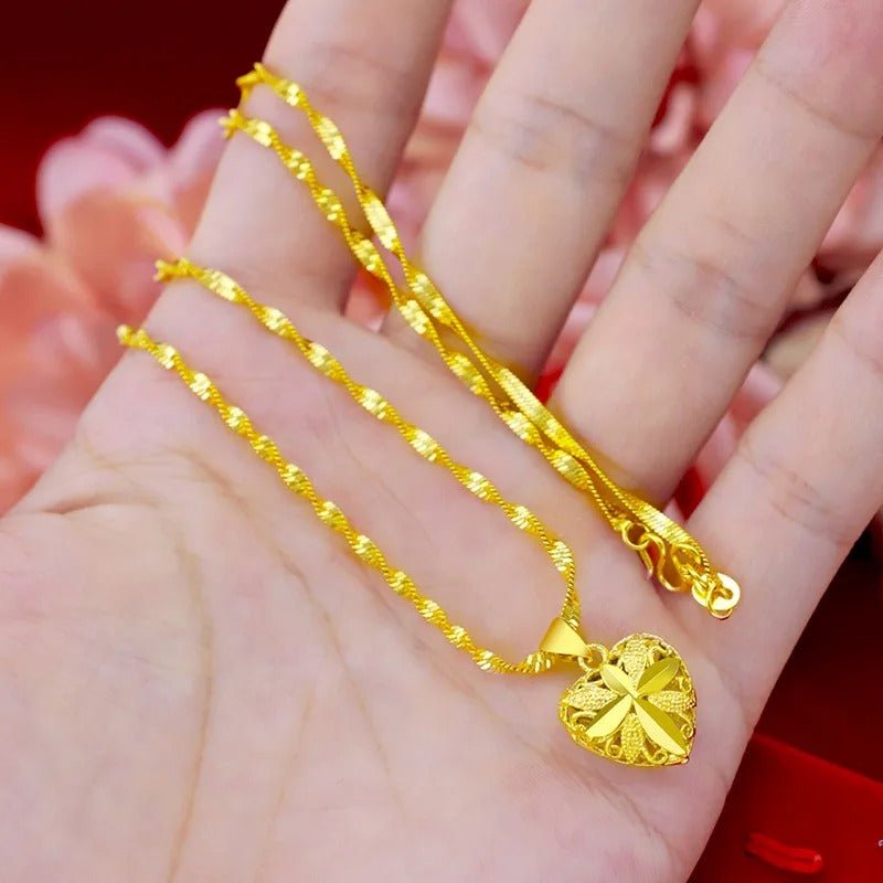 Heart Shaped Memorial Necklace Brass Plated Gold Keepsake Jewelry