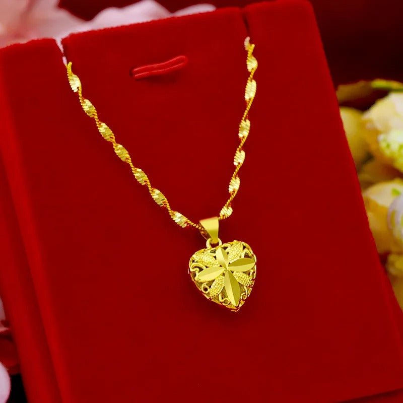 Heart Shaped Memorial Necklace Brass Plated Gold Keepsake Jewelry