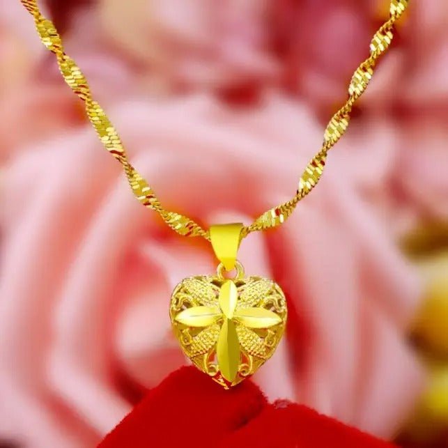 Heart Shaped Memorial Necklace Brass Plated Gold Keepsake Jewelry