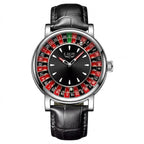 LIGE Roulette Dial Watch with Leather Strap for Bold Daily Style