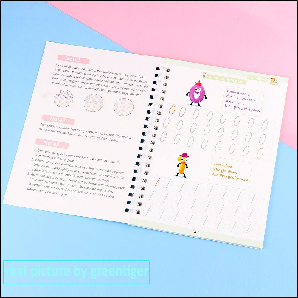 Reusable English Handwriting Magic Practice Book Non Bleeding Paper