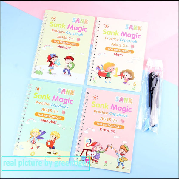 Reusable English Handwriting Magic Practice Book Non Bleeding Paper