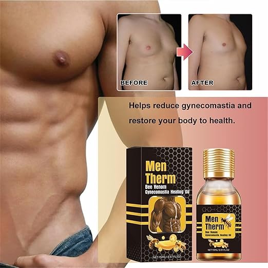 Men Therm Bee Venom Gynecomastia Heating Oil For Chest Firming & Fat Burn