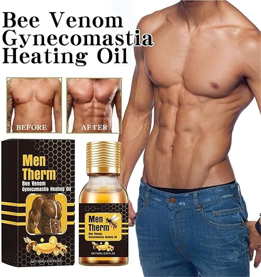 Men Therm Bee Venom Gynecomastia Heating Oil For Chest Firming & Fat Burn