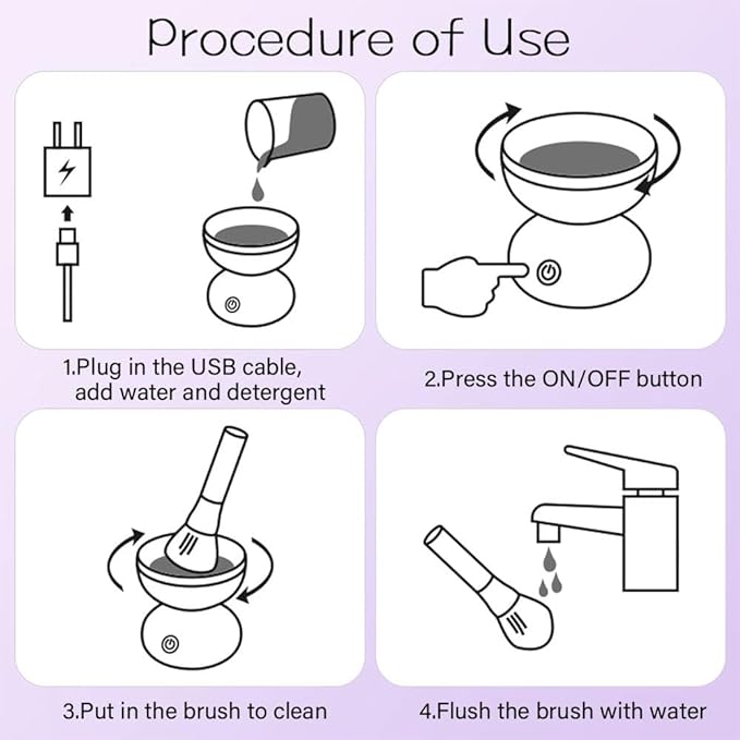 Mini Makeup Brush Cleaner USB Rechargeable One Button Automatic Device