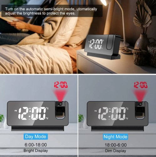 Multi-Functional LED Digital Projector Alarm Clock With Night Light