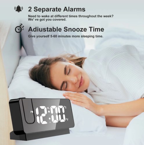 Multi-Functional LED Digital Projector Alarm Clock With Night Light