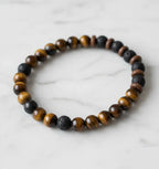 Natural Stone Bracelet with Brown Black Round Beads