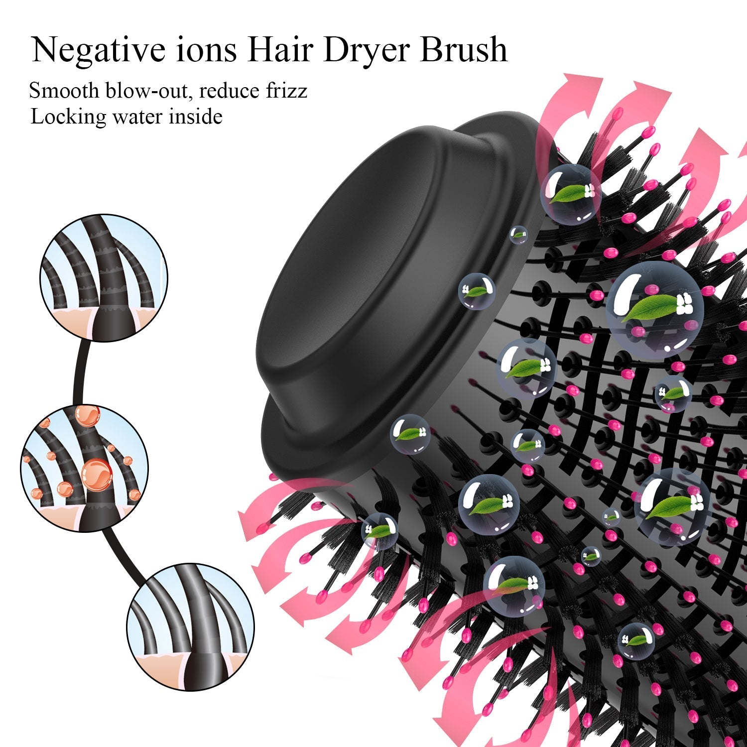 One Step Hot Air Brush Volumizer Styler With Ionic And Ceramic Barrel