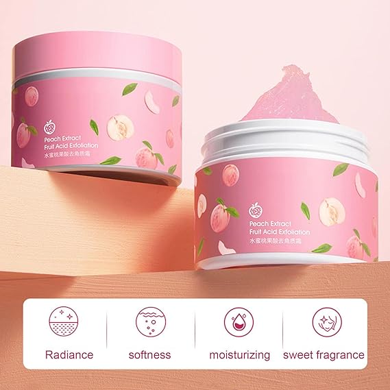 Peach Extract Fruit Acid Exfoliating Body Scrub For Smooth Bright Skin
