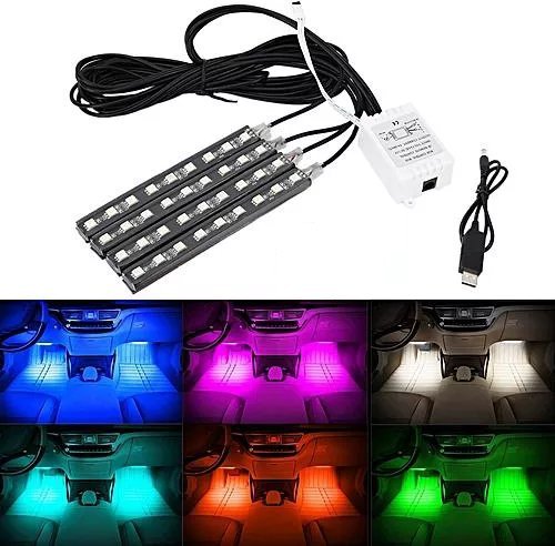 RGB Car Interior LED Neon Ambient Lights With Wireless Remote Control