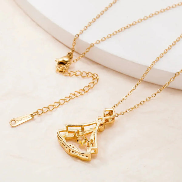Rhinestone Decor Crystal Pendant Necklace For Women Elegant Glamour