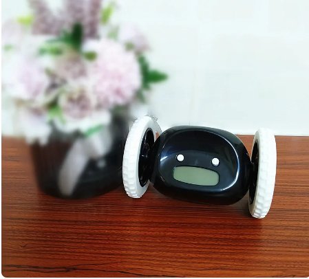 Yellow Robotic Alarm Clock For Kids Fun Tabletop Battery Powered Design
