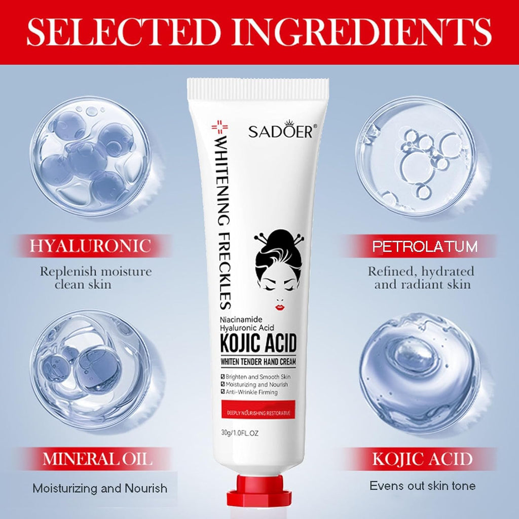 Sadoer Kojic Acid Hand Cream For Soft Bright Smooth Hydrated Hands