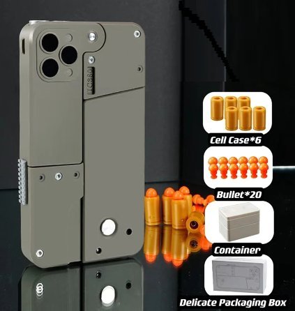 Shell Ejecting Folding Phone Bullet Toy Gun With Quick Loader Magazine