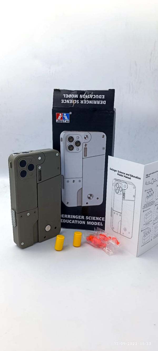 Shell Ejecting Folding Phone Bullet Toy Gun With Quick Loader Magazine